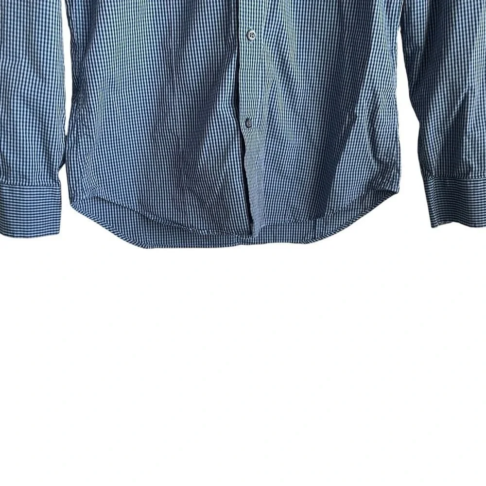 Banana Republic‎ Mens Shirt S Blue Checked Button Up Preppy Travel Office Casual